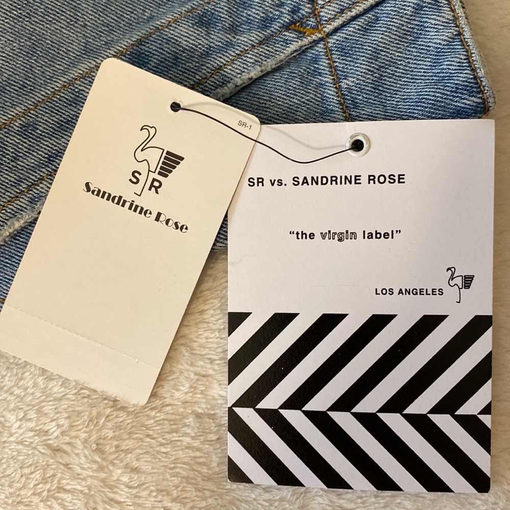 Free People SR vs Sandrine Rose indigo distressed cargo jeans with patch… - Picture 12 of 14